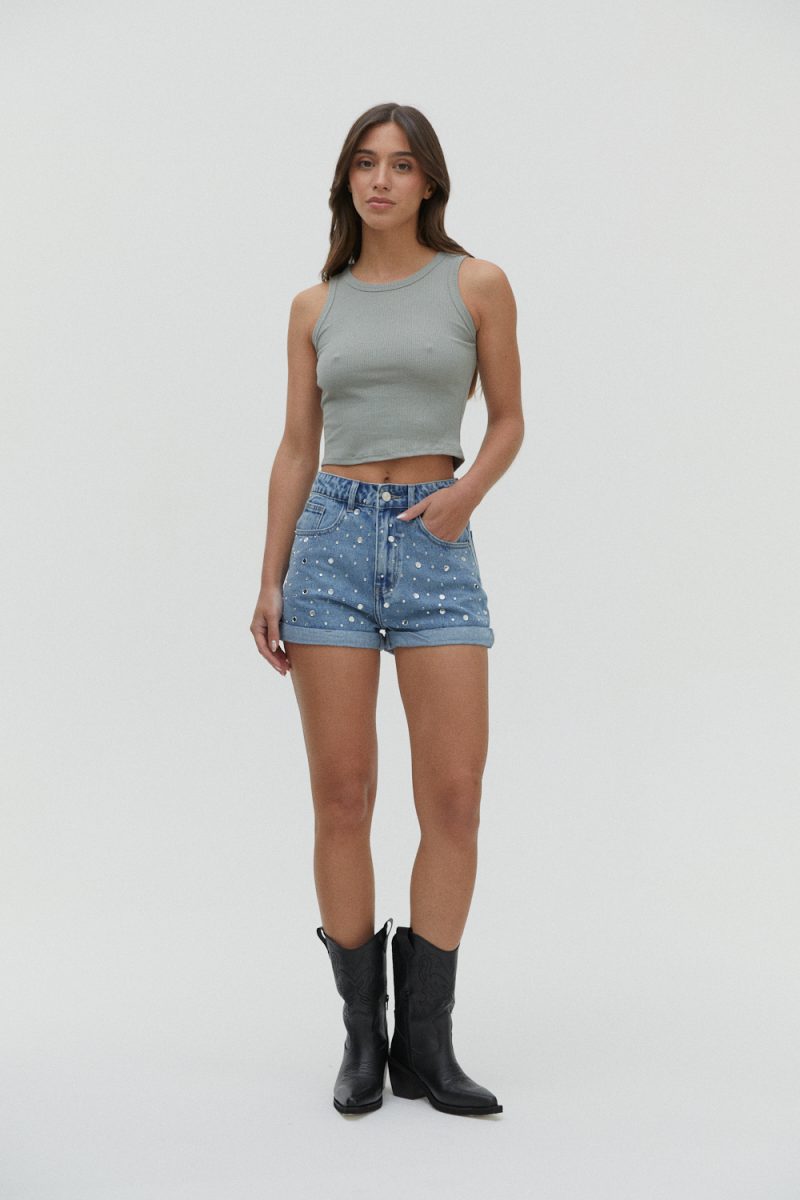 SHORT AZUL TACHA PLANA - TW13