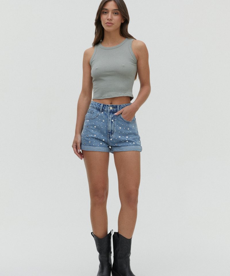 SHORT AZUL TACHA PLANA - TW13