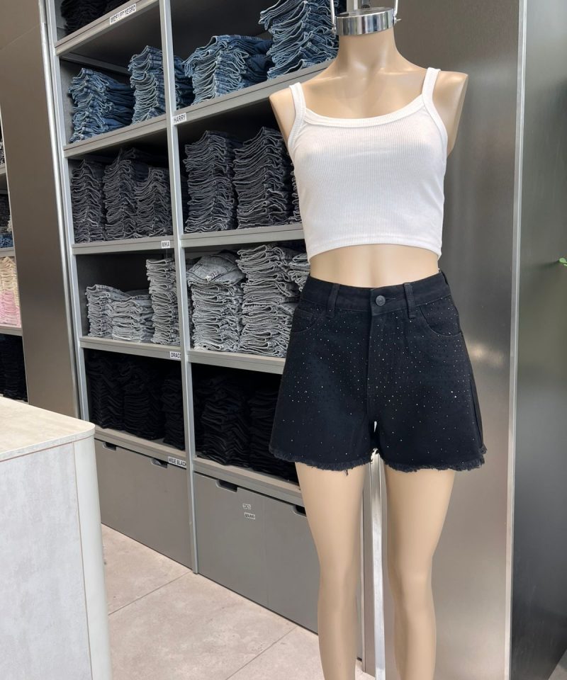 SHORT NEGRO STRASS - TW9
