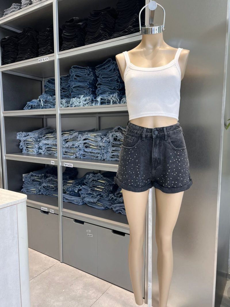 SHORT NEGRO TRIPLE STRASS - TW16