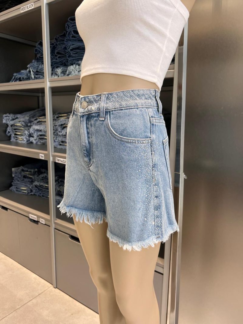 SHORT AZUL CINTURA STRASS - TW8AZUL - Imagen 2