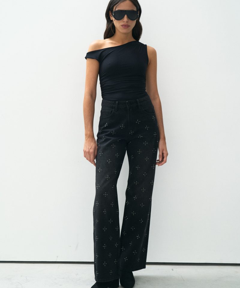 WIDE LEG CROSS STRASS - T809