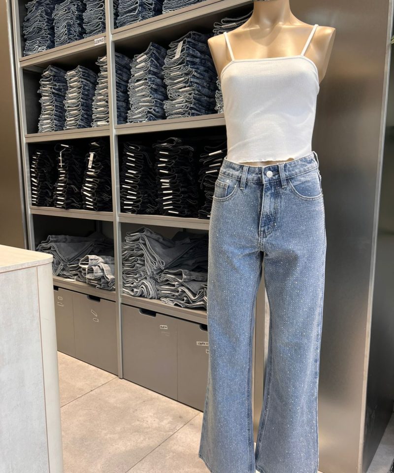 WIDE LEG FULL STRASS AZUL - T810AZUL