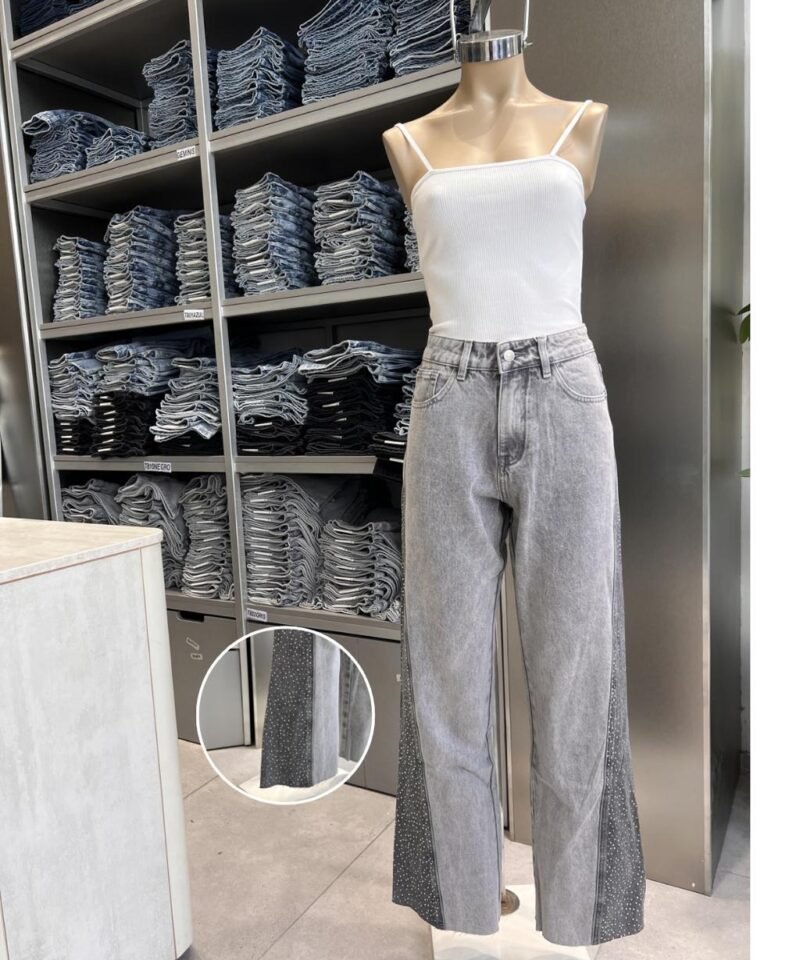 WIDE LEG STRASS COMBINADO GRIS - T806GRIS