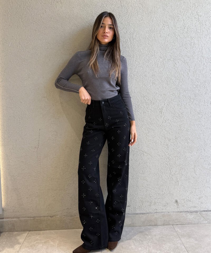 WIDE LEG CROSS STRASS - T809
