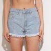 SHORT DESFLECADO CELESTE FULL STRASS - TH15CELESTE - Imagen 2