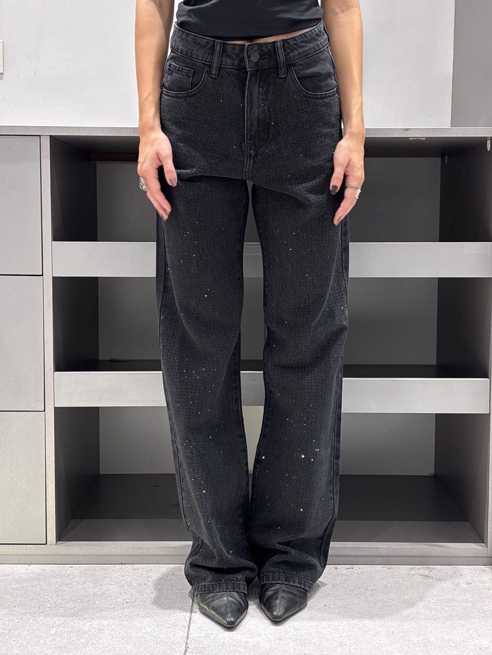 WIDE LEG NEGRO FULL STRASS - TH810 - Imagen 2
