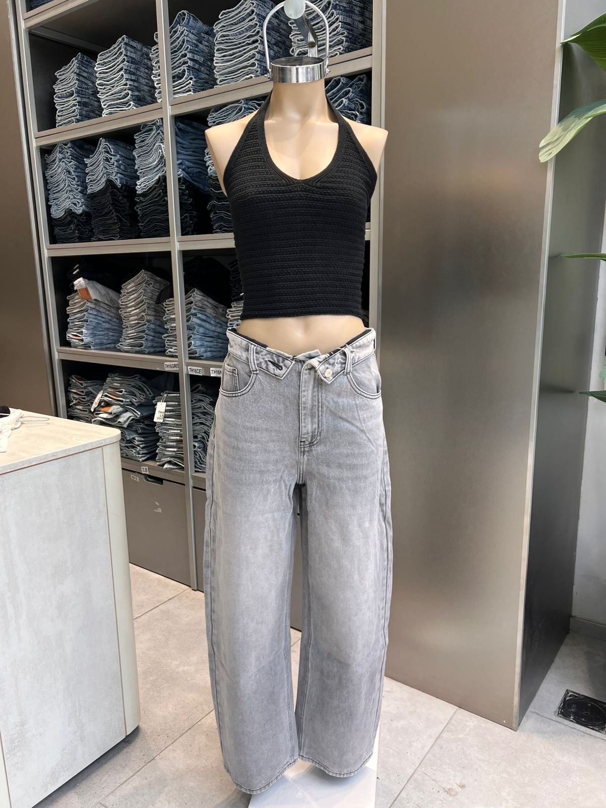 BAGGY CINTURA ABIERTA GRIS - TH9
