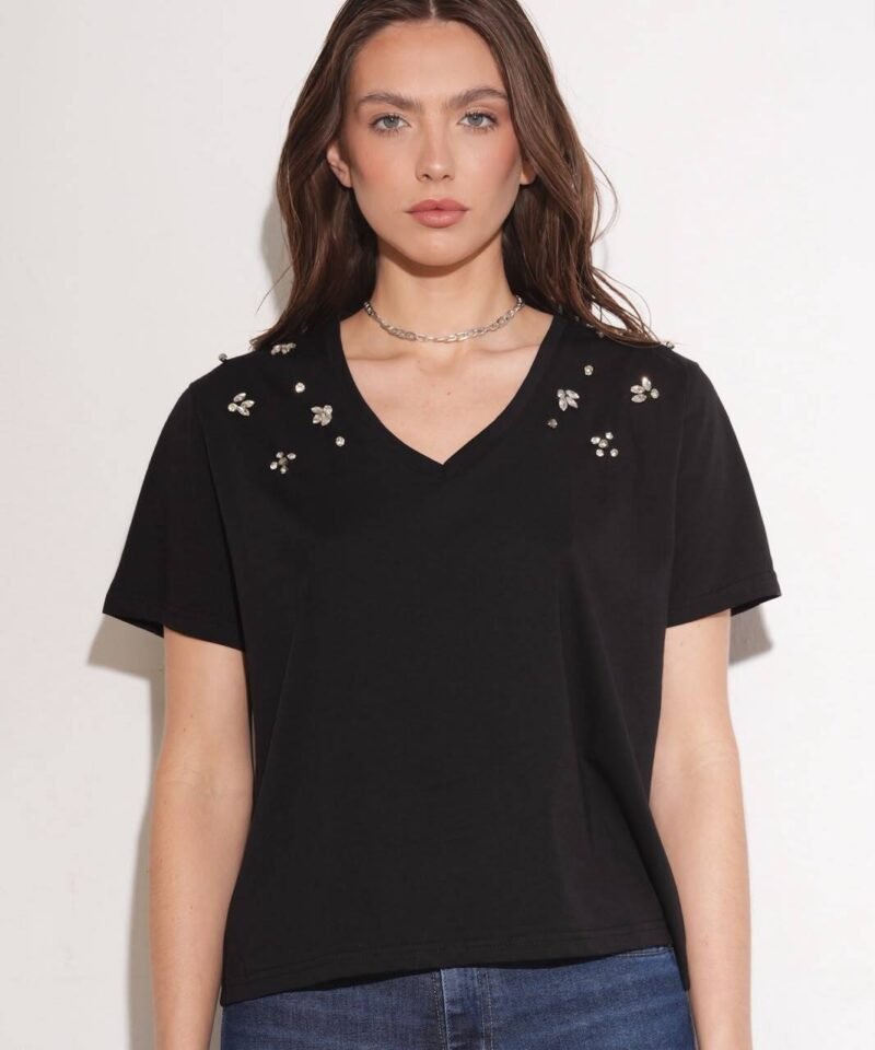REMERA FLOWER STRASS - TD3