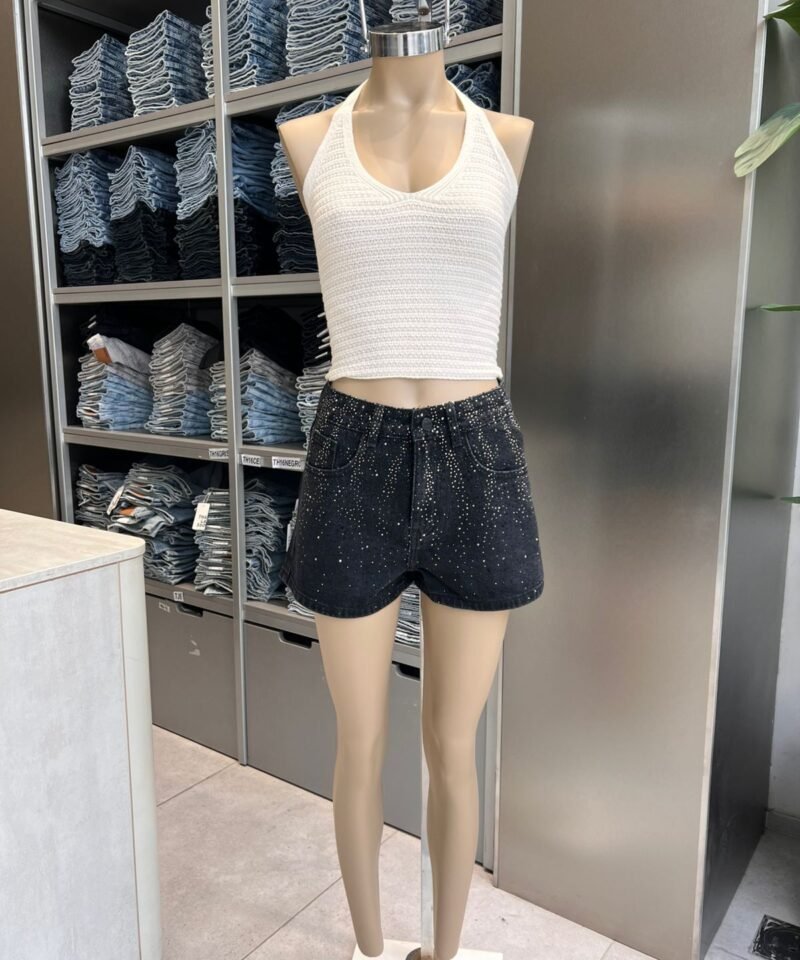 SHORT STRASS COMBINADO NEGRO - TH26