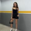 SHORT NEGRO TRIPLE STRASS - TW16